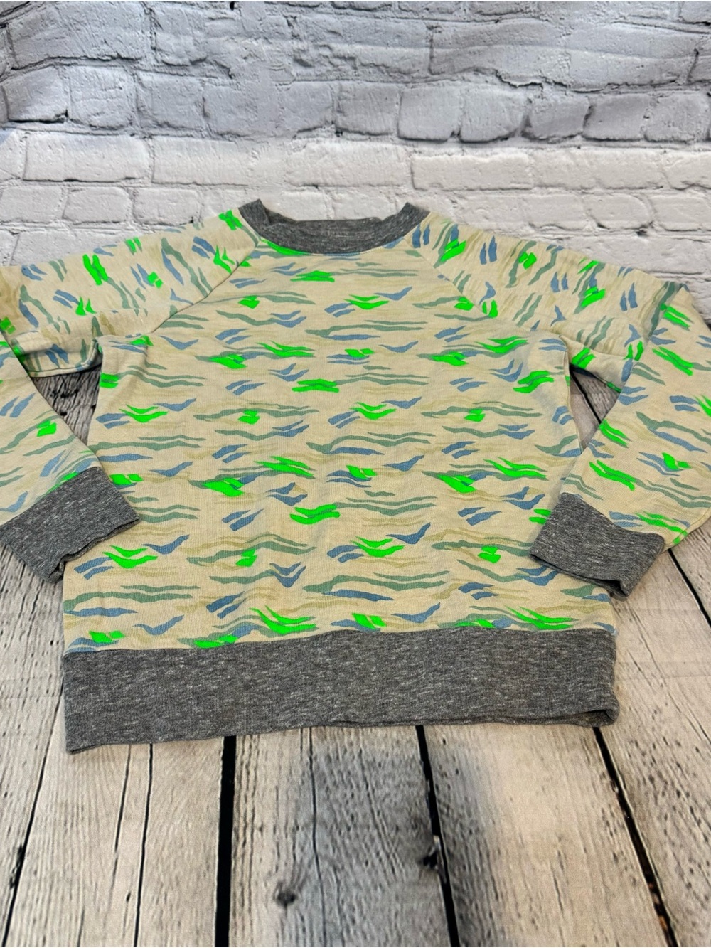 Miki Miette Green/Blue Pattern Long Sleeve Shirt